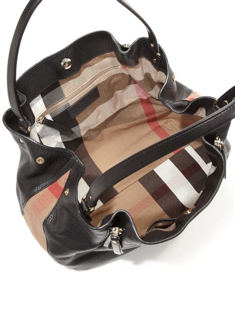 burberry women's brit medium maidstone leather and canvas handbag brown|burberry her men's clothing.